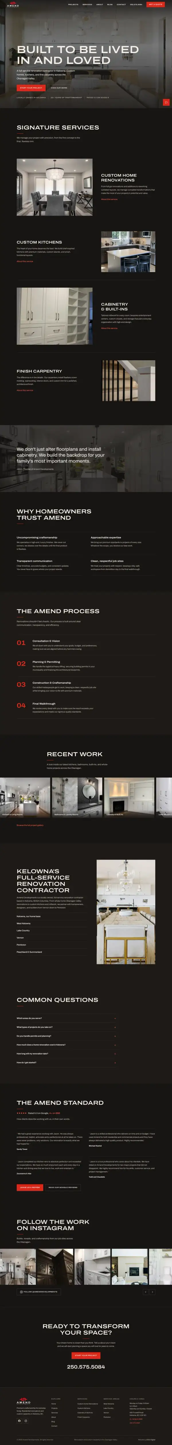 Amend Developments website, full page